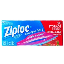 20 Sacs d'emballage moyens Ziploc